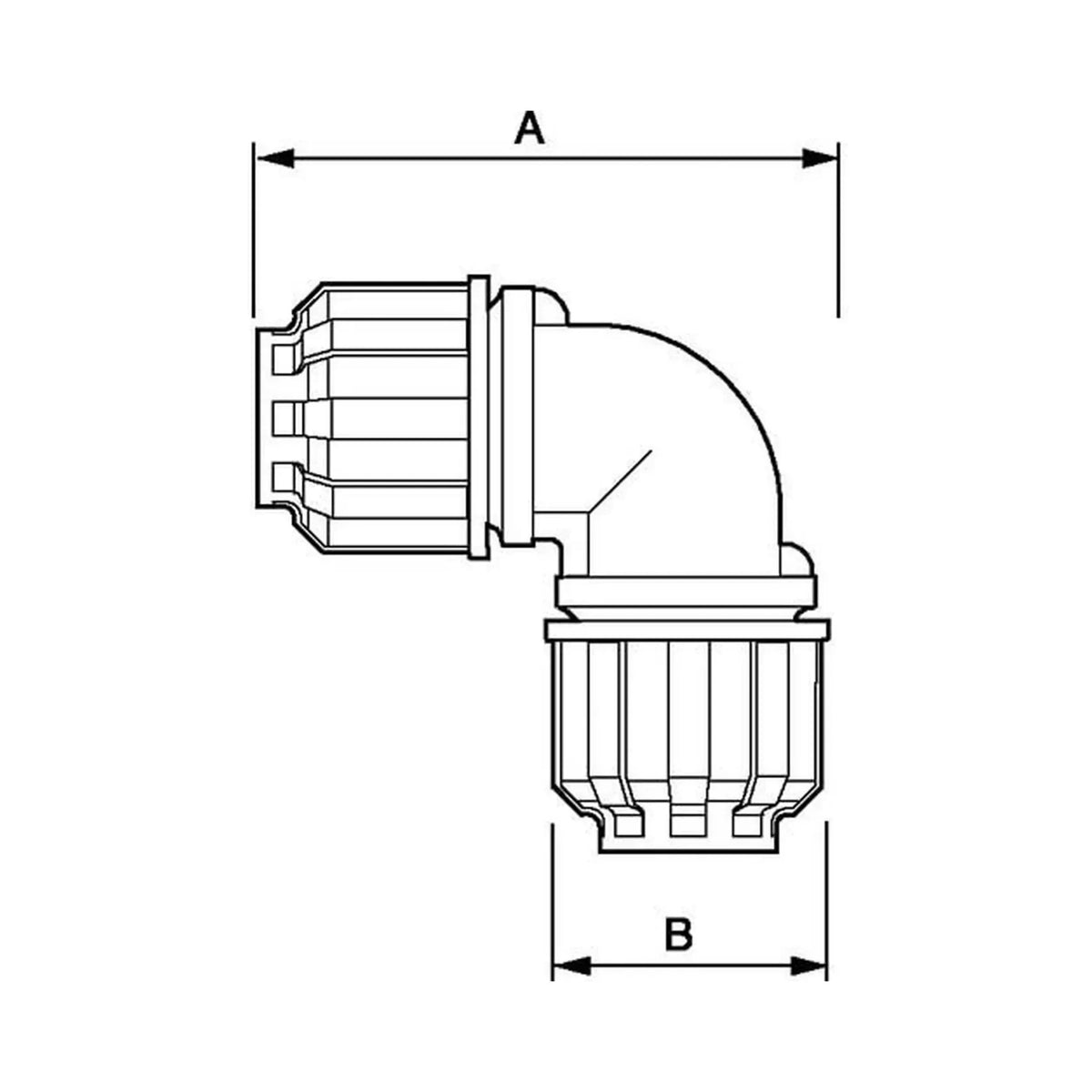 Airpress 90° Elleboogverbinder voor Buizen Ø 25 mm – Polymeer