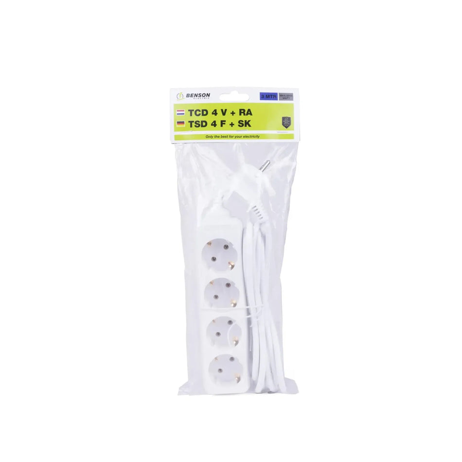 Benson Electric Stekkerdoos 4-voudig + RA + 3.0 m