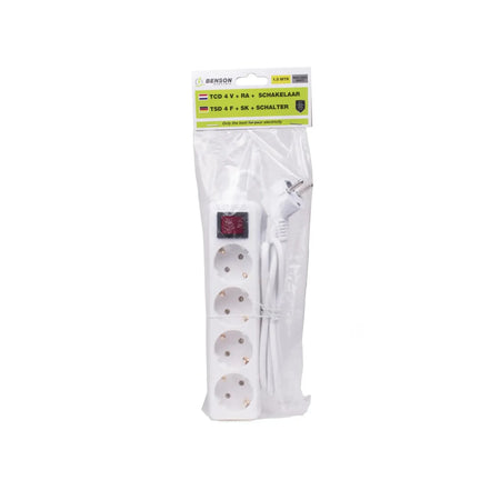 Benson Electric Stekkerdoos 4-voudig + RA + schakelaar 1.5 m