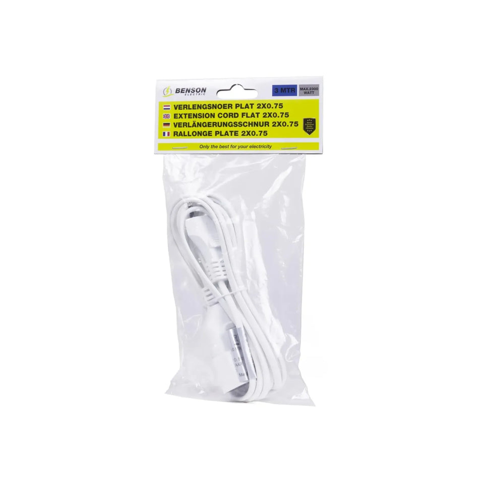 Benson Electric Verlengsnoer plat 2 x 0.75 3 m