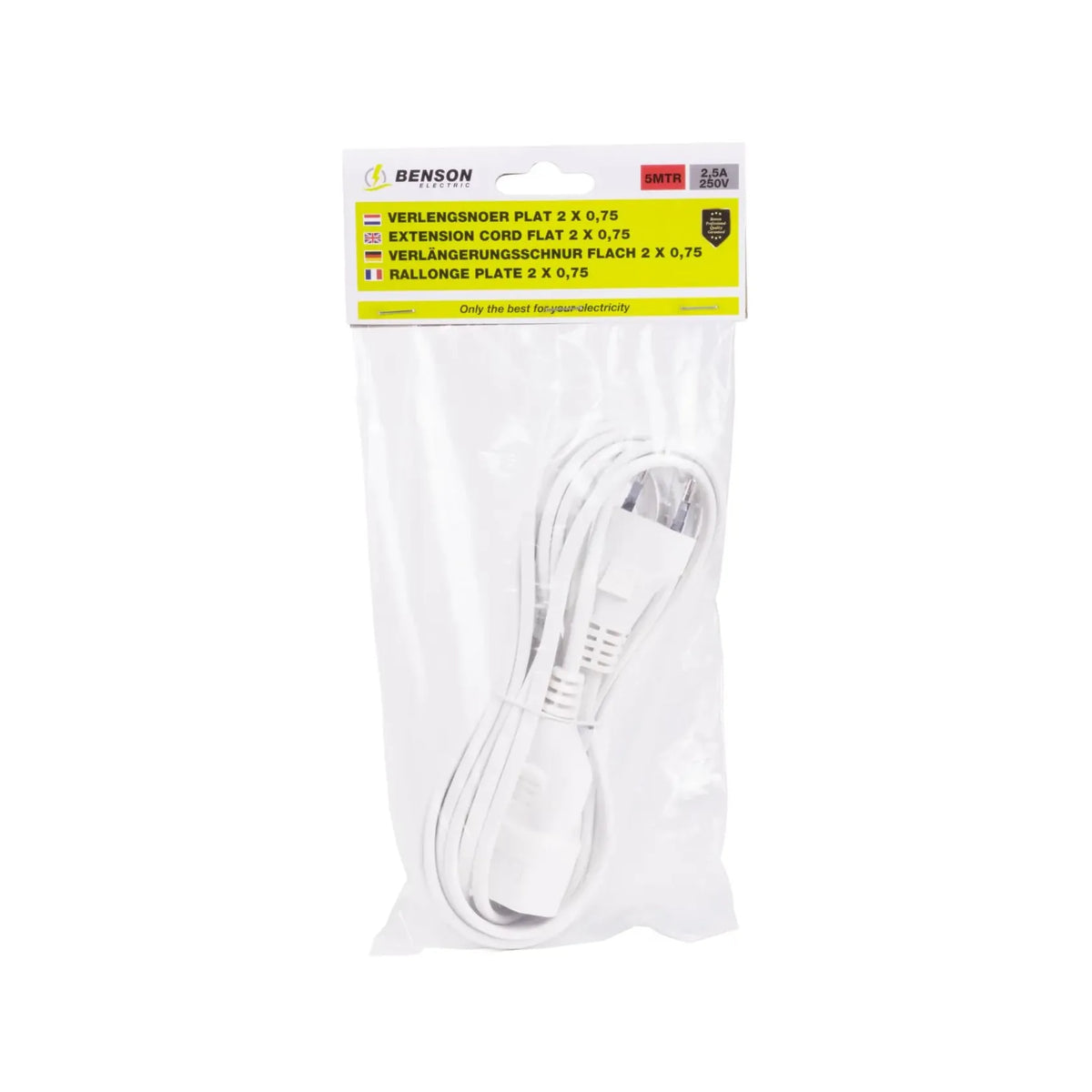Benson Electric Verlengsnoer plat 2 x 0.75 5 m