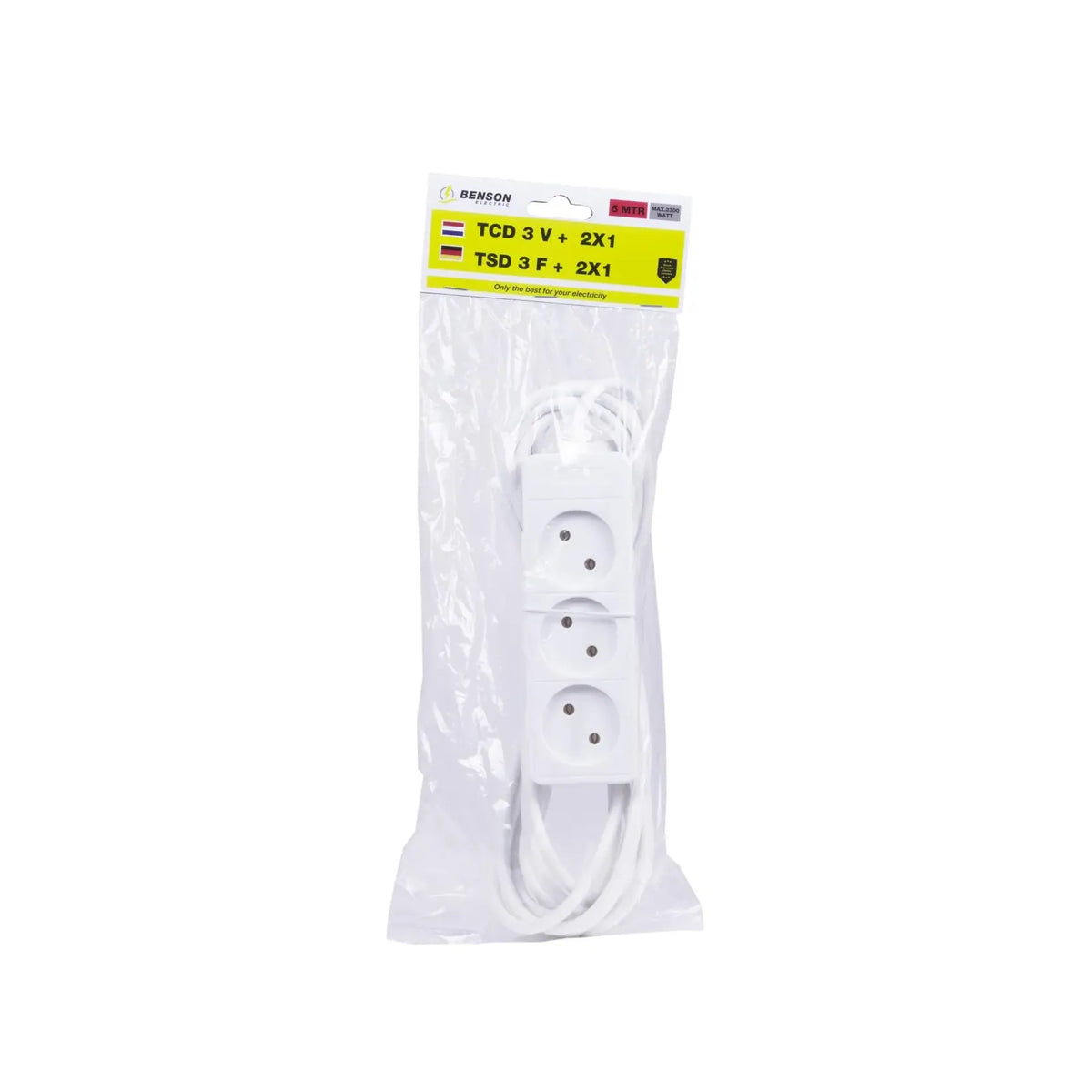 Benson Electric Stekkerdoos 3-voudig 2 x 1.0 + 5.0 m
