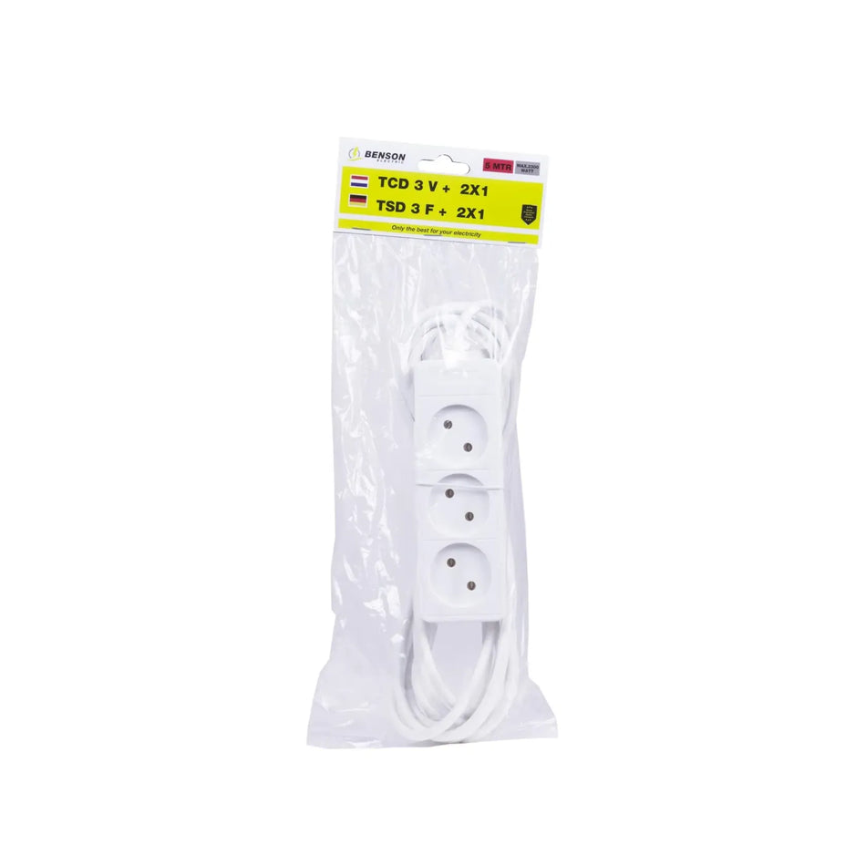 Benson Electric Stekkerdoos 3-voudig 2 x 1.0 + 5.0 m