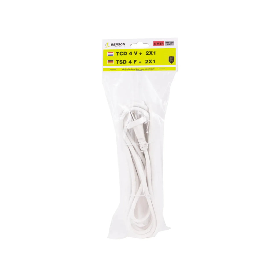 Benson Electric Stekkerdoos 4-voudig + 2 x 1.5 + 5.0 m