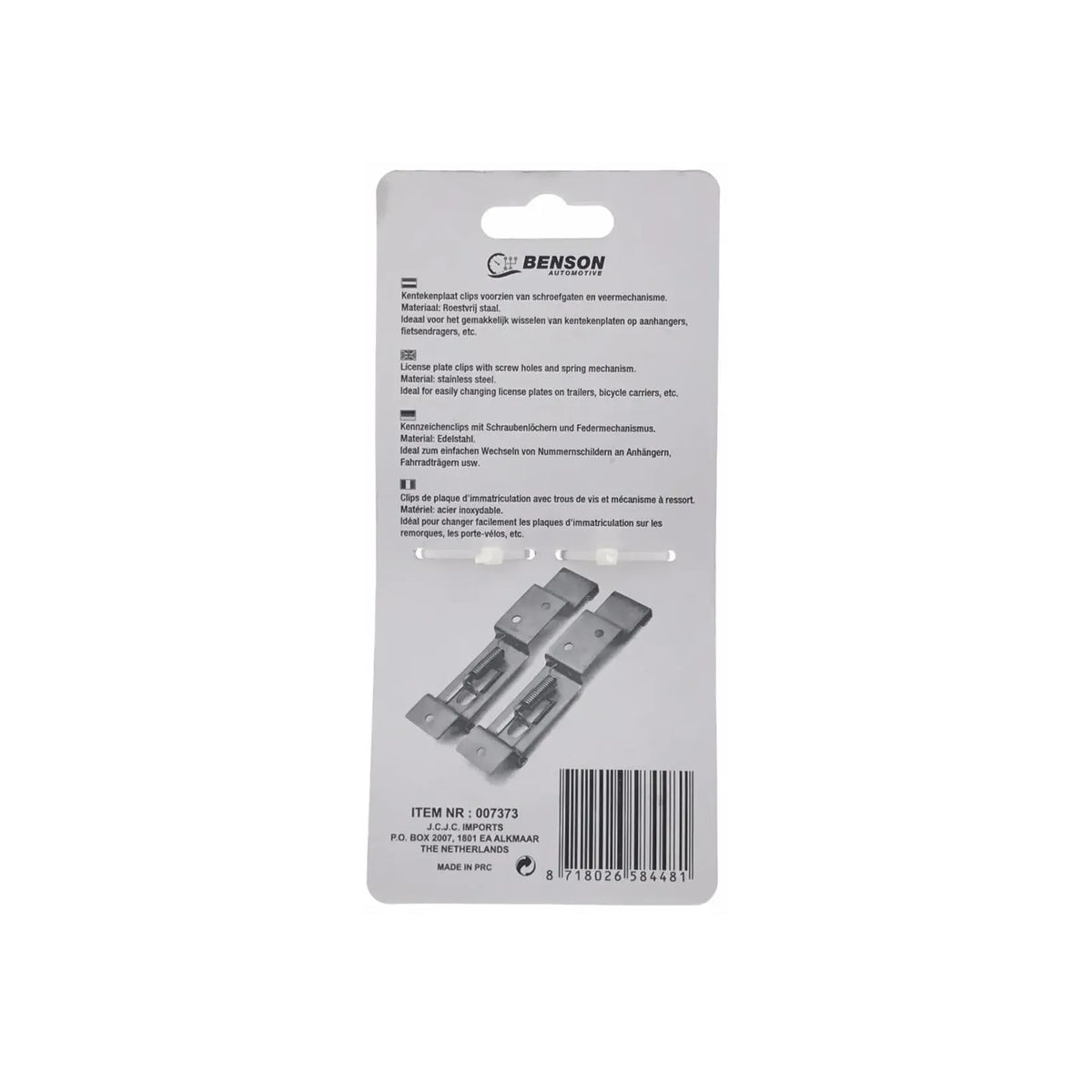 Benson Automotive Kentekenplaat clip 2-delig krt
