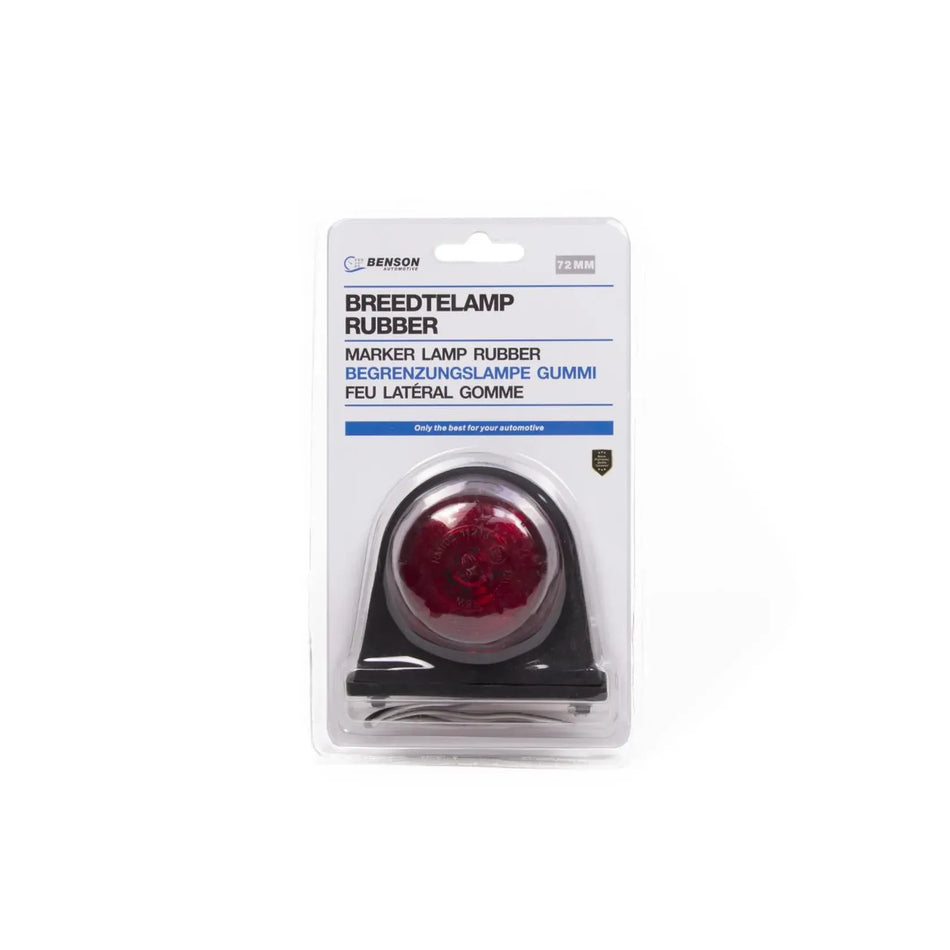 Benson Automotive Breedtelamp rubber 72 mm rood/wit e keur
