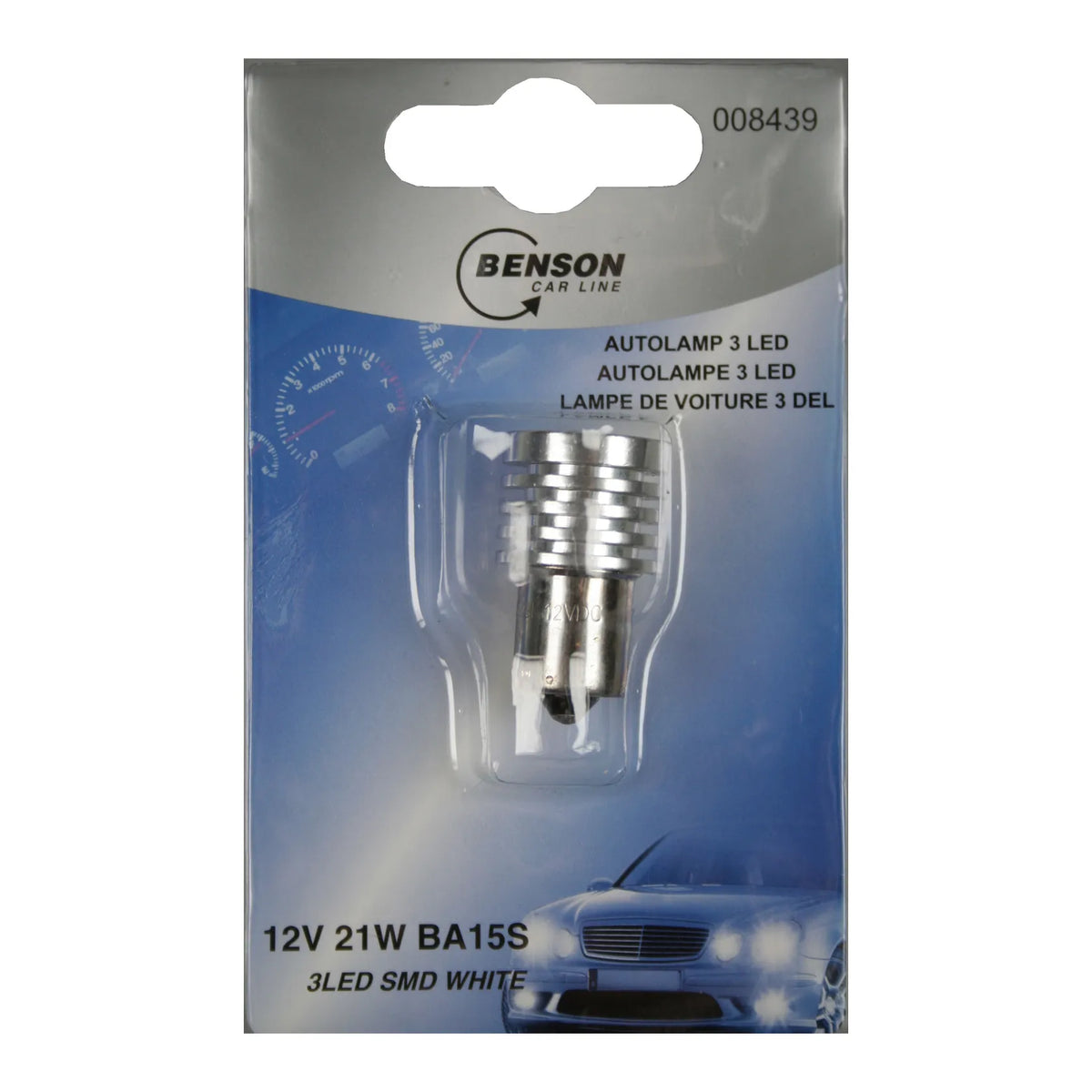 Benson Automotive Autolamp LED 12V 21W 3 LED SMD white ba15s E4