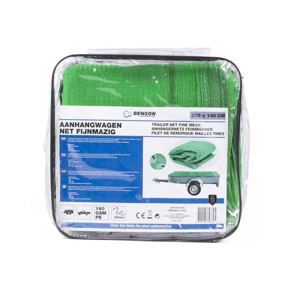 Benson Automotive Aanhangwagen net fijnmazig 2,5 x 1,4 mtr in tas