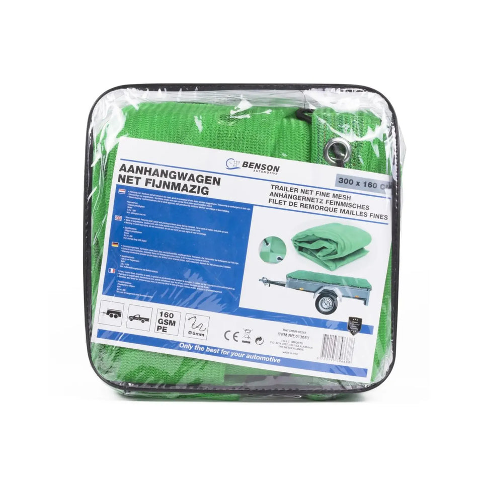 Benson Automotive Aanhangwagen net fijnmazig 3.0 x 1,6 mtr in tas