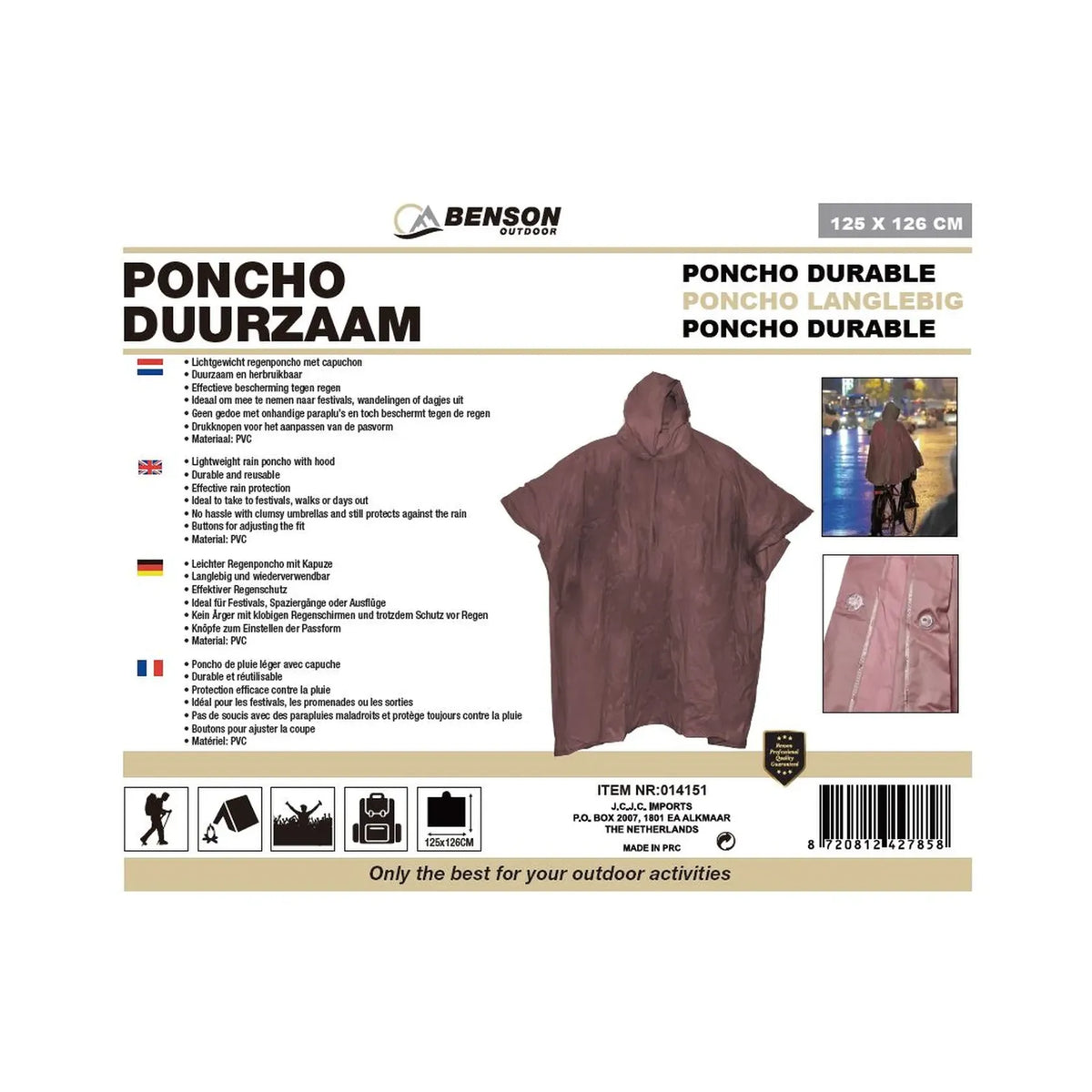 Benson Outdoor Poncho duurzaam bruin