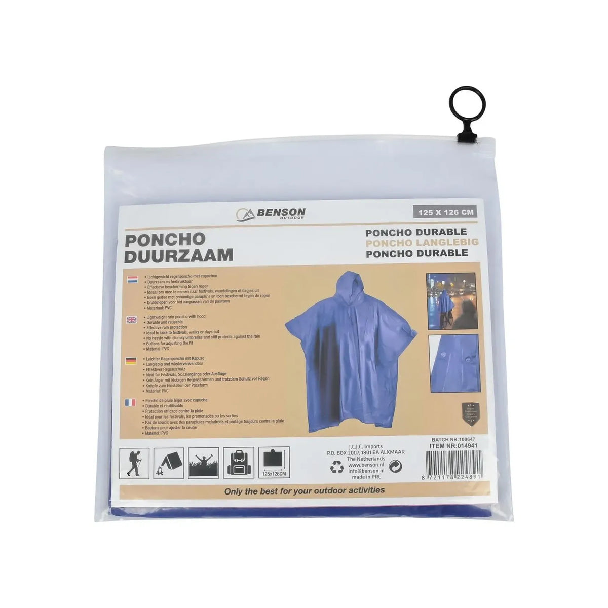 Benson Outdoor Poncho duurzaam donkerblauw