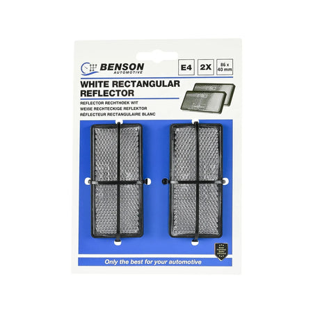 Benson Automotive Reflector rechthoek wit 86 x 40 mm 2 dlg E4