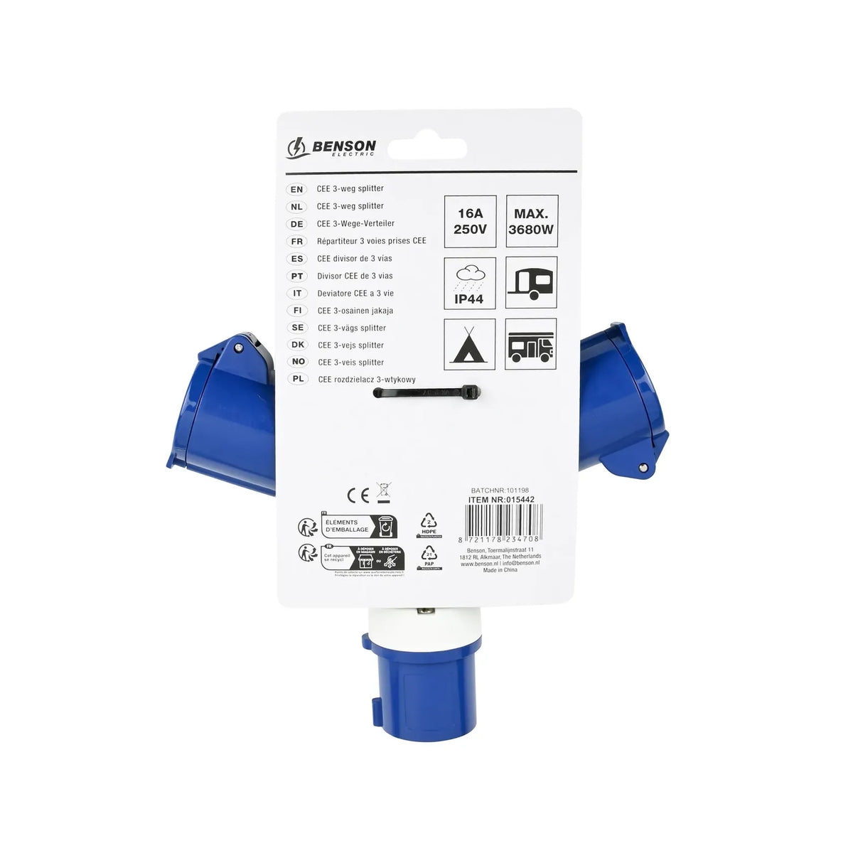 Benson Electric CEE 3-weg splitter