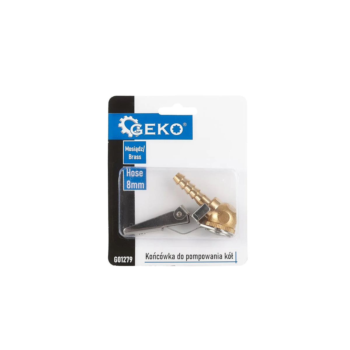 GEKO Inflator pomp messing ventielconnector 8 mm clip-on