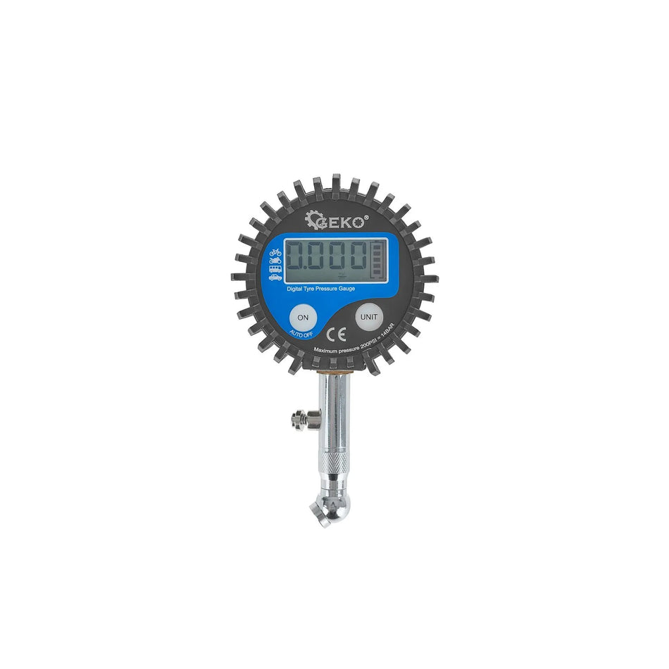 GEKO Digitale bandenpomp manometer met 45° draaibare kop en LCD scherm