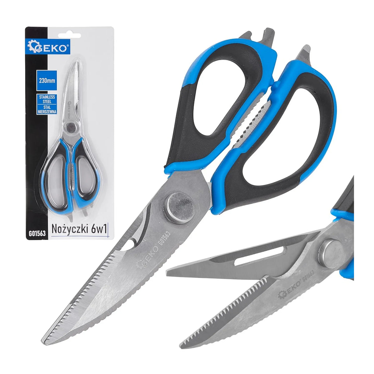 GEKO Multifunctionele schaar 6-in-1 230 mm RVS met PP-TPR handgreep