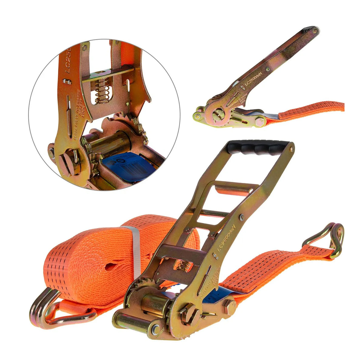 GEKO Ratelsjorband met ergonomische ratel 5 ton 8m 50 mm oranje