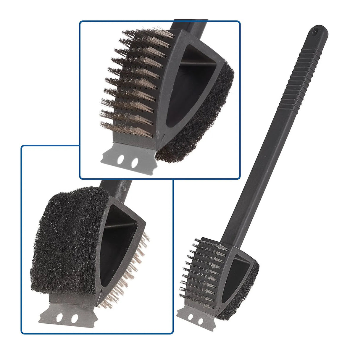 GEKO 3-in-1 barbecueborstel met schraper en spons 41 cm