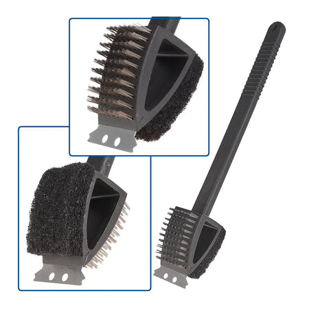 GEKO 3-in-1 barbecueborstel met schraper en spons 41 cm