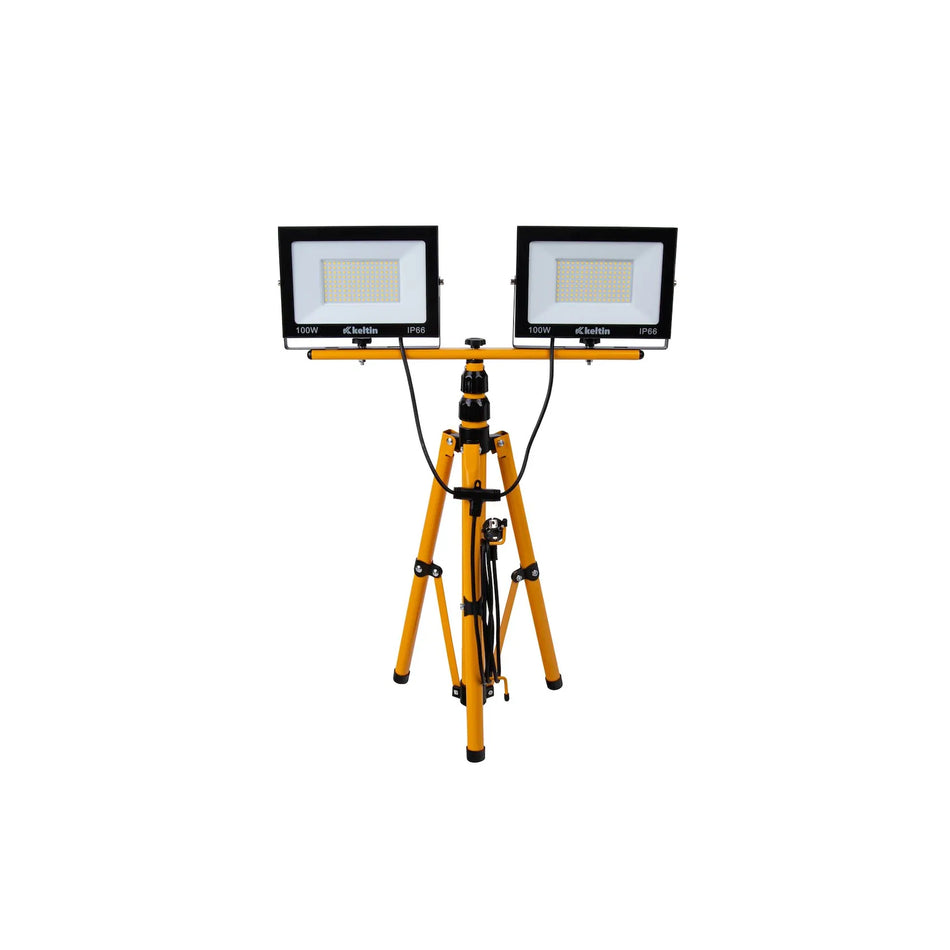 Keltin LED floodlight 2x100 W met verstelbaar bouwstatief neutraal wit 4500K