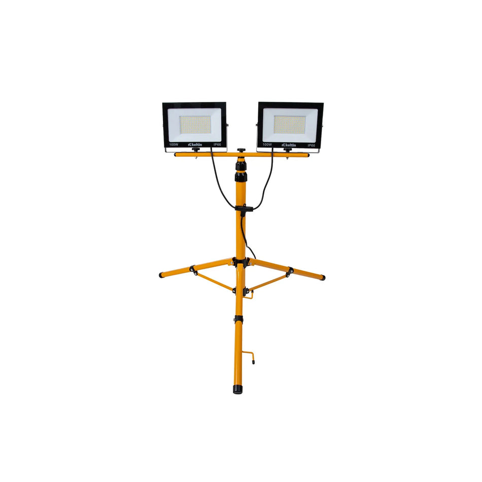 Keltin LED floodlight 2x100 W met verstelbaar bouwstatief neutraal wit 4500K