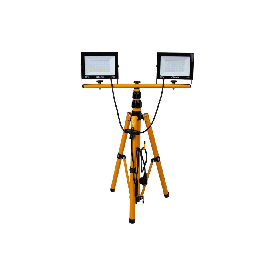 Keltin LED floodlight met telescopisch bouwstatief 2x50 W 6500K koud wit