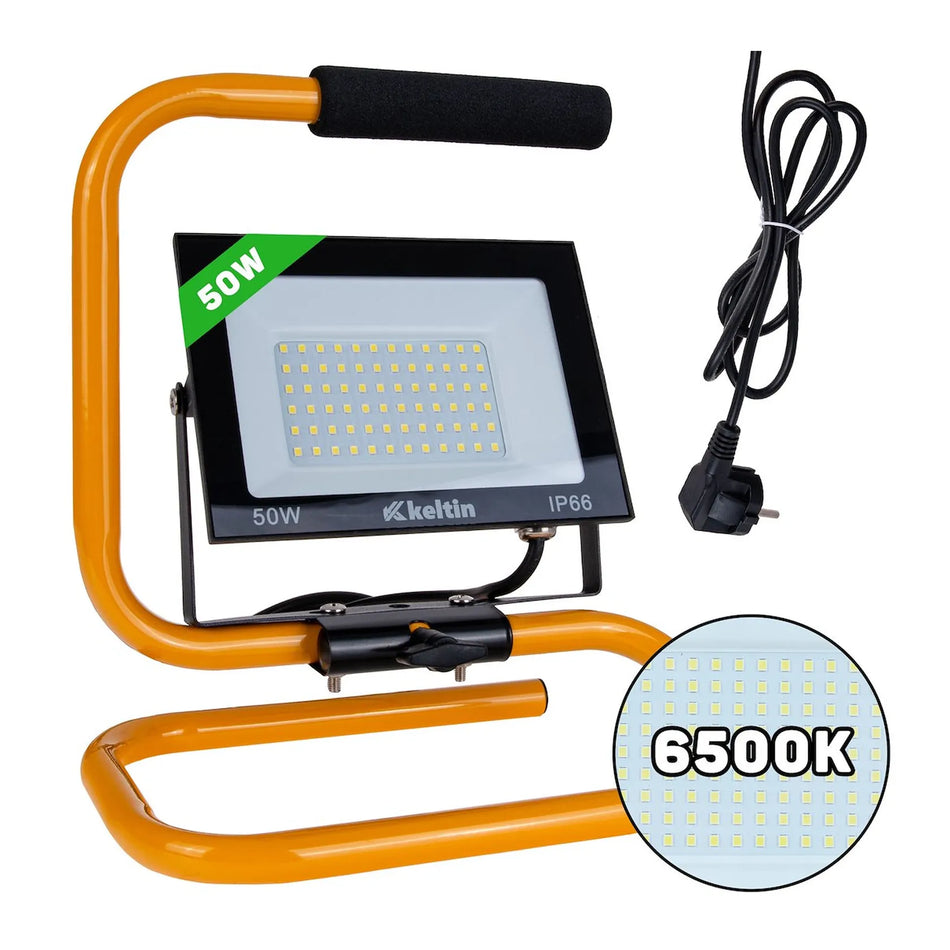 Keltin LED bouwlamp met statief koud wit 6500K 50 W