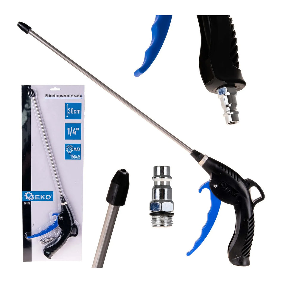GEKO Bluspistool met stalen mondstuk 30 cm en 1/4" snelkoppeling