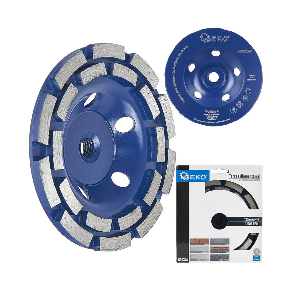 GEKO Diamant slijpcup dubbel rij 5 mm 125 mm M14