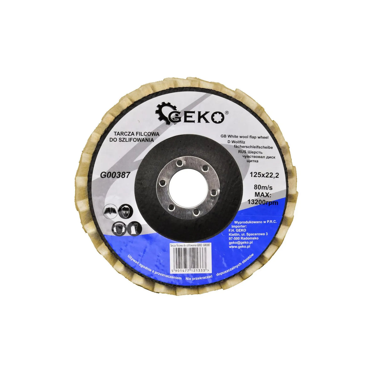 GEKO Polijstwiel van witte wol 125 mm rond