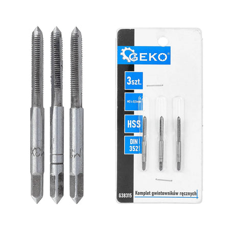 GEKO Handtappenset M3x0,5 mm 3-delig HSS DIN 352