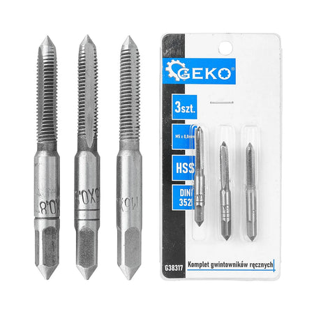 GEKO Handtappenset voor binnendraad M5x0,8 mm HSS 3-delig DIN 352