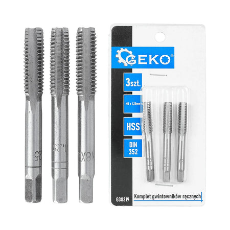 GEKO Handtappen set voor binnendraad M8x1,25 mm 3-delig HSS DIN 352