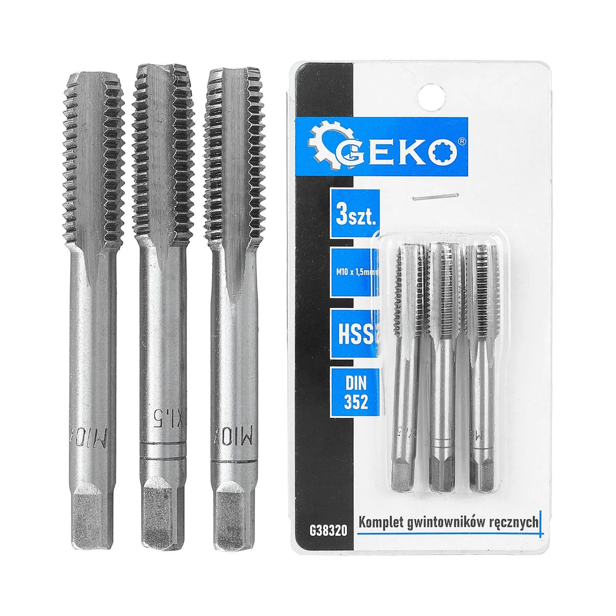GEKO Handtappen set voor binnendraad M10x1,5 mm 3-delig HSS DIN 352