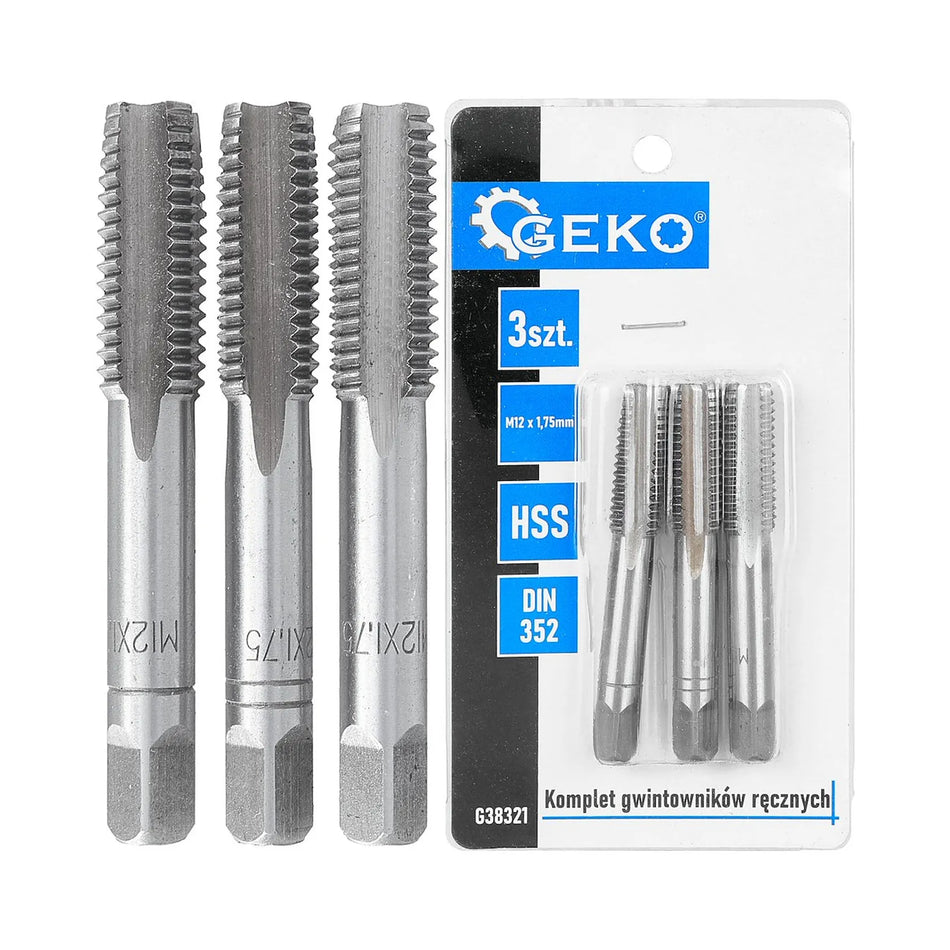 GEKO Tappen set voor interne schroefdraad M12x1,75 mm HSS 3-delig