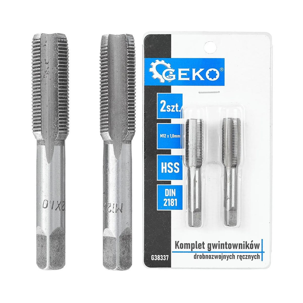 GEKO Fine thread handtappen set 2 stuks M12x1,0 mm HSS