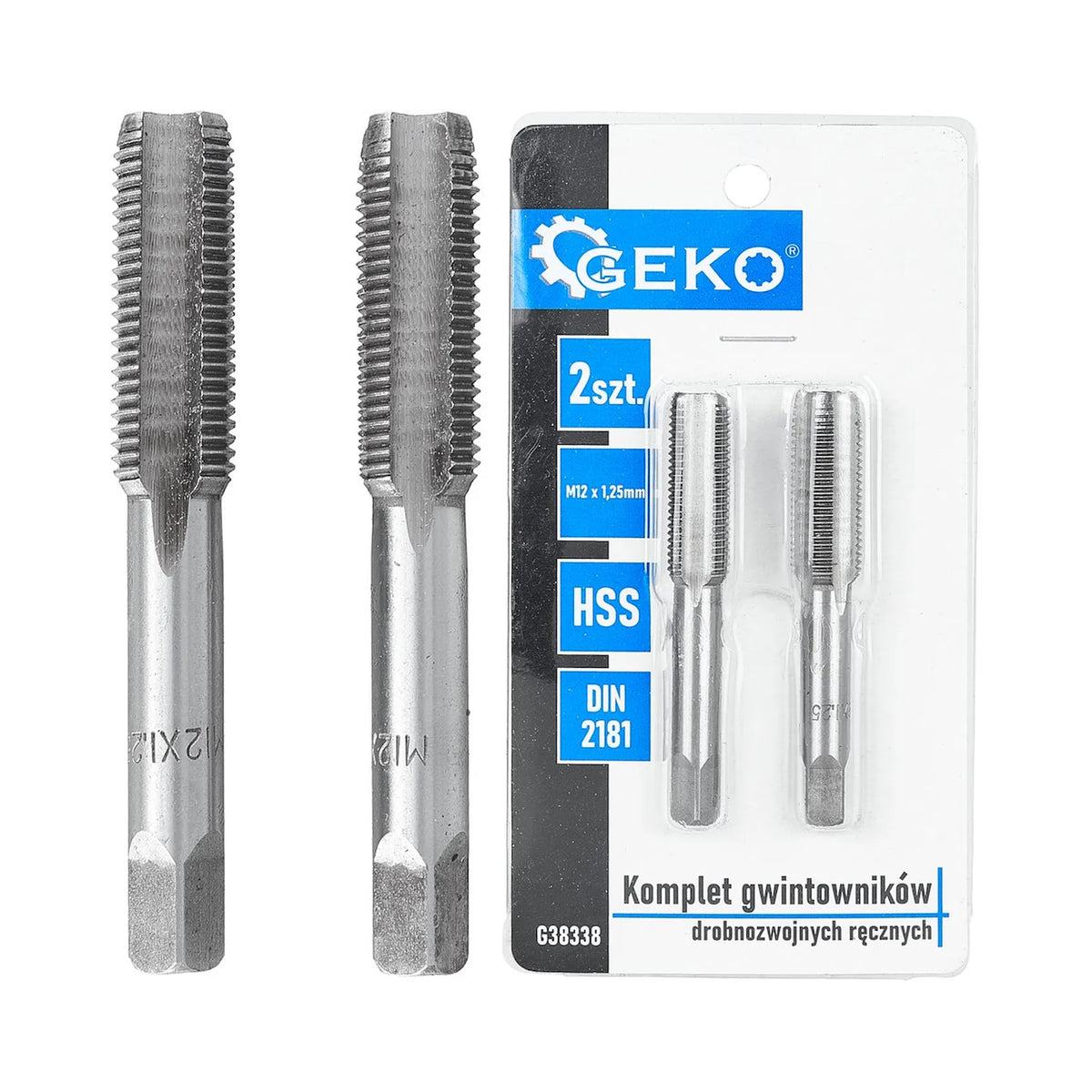 GEKO Fijne handtappen set voor metrisch draad M12x1,25 mm 2 stuks HSS