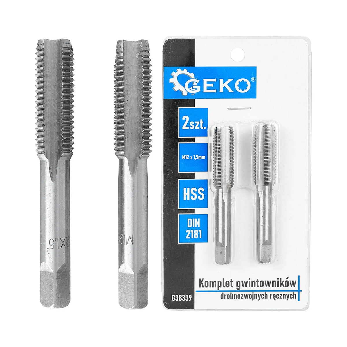 GEKO Handtappenset fijne draad voor binnendraad M12x1,5 mm 2 stuks