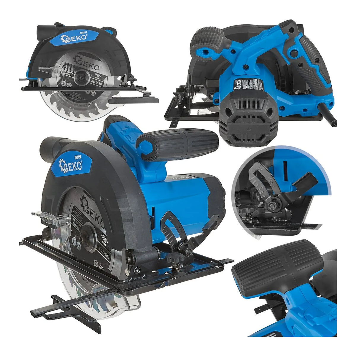 GEKO Cirkelzaag 1200 W 185 mm met stofafzuiging en diepte-instelling