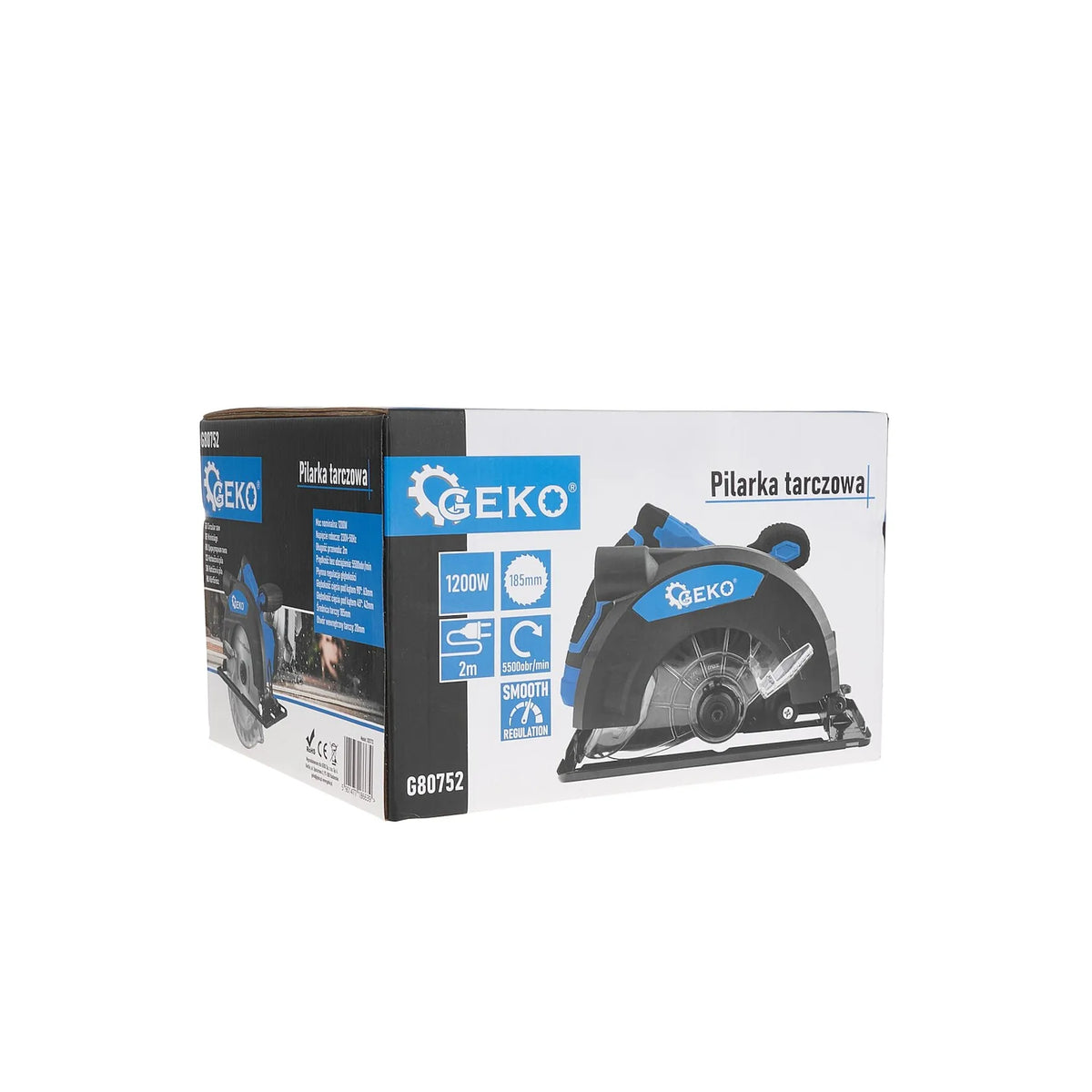GEKO Cirkelzaag 1200 W 185 mm met stofafzuiging en diepte-instelling