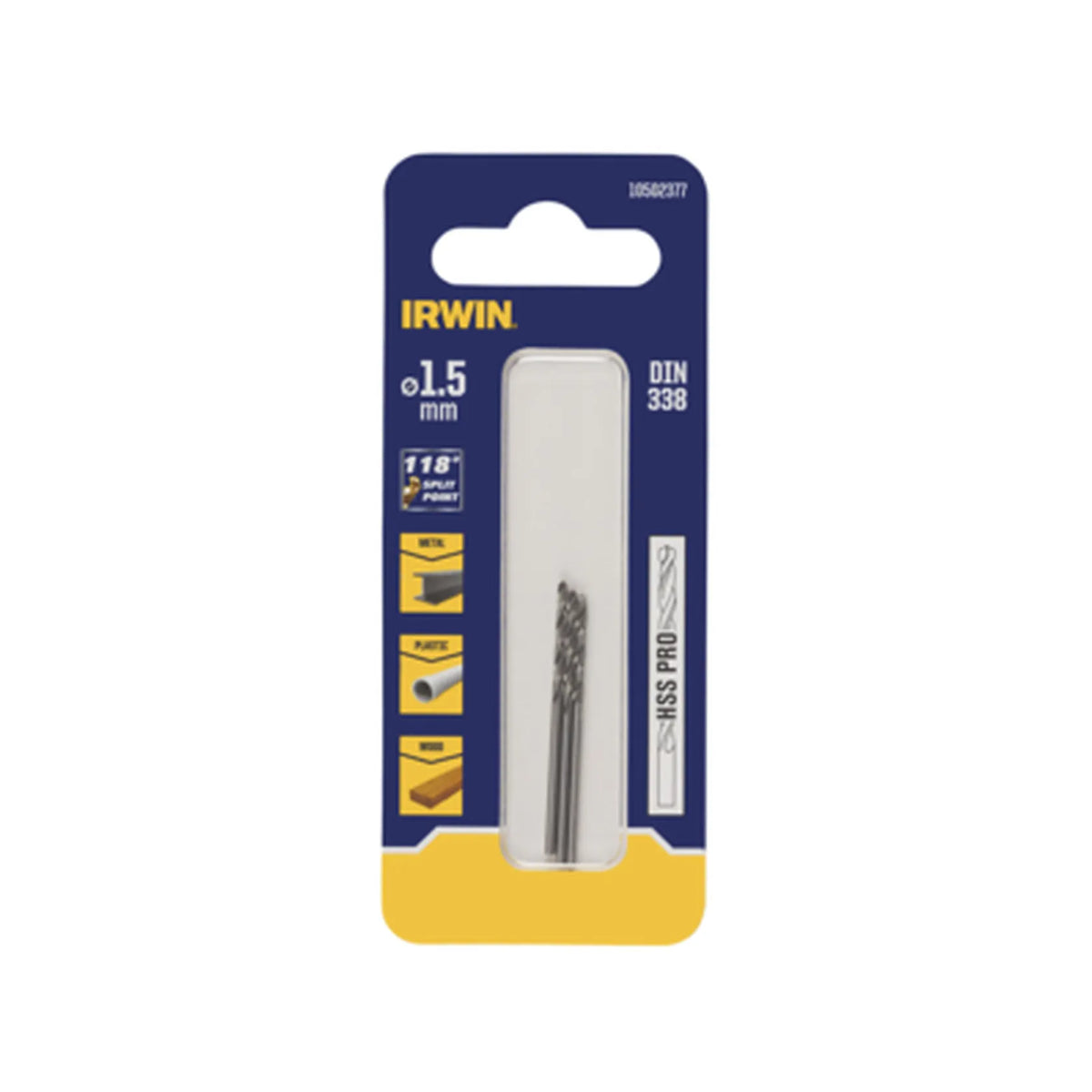 IRWIN Boor metaal hss din-338 1,5mm (3 stuks )