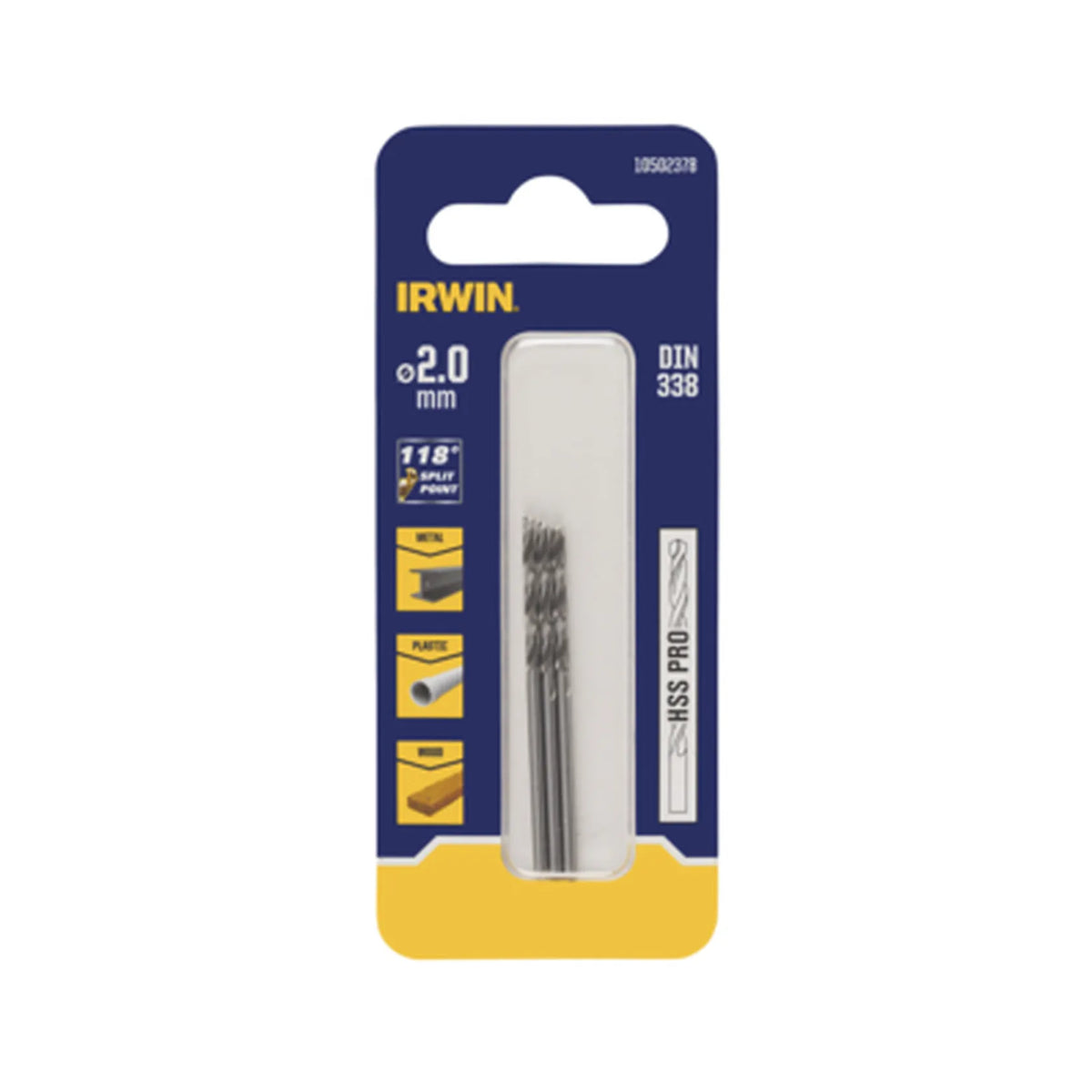 IRWIN Boor metaal hss din-338 2,0mm (3 stuks )