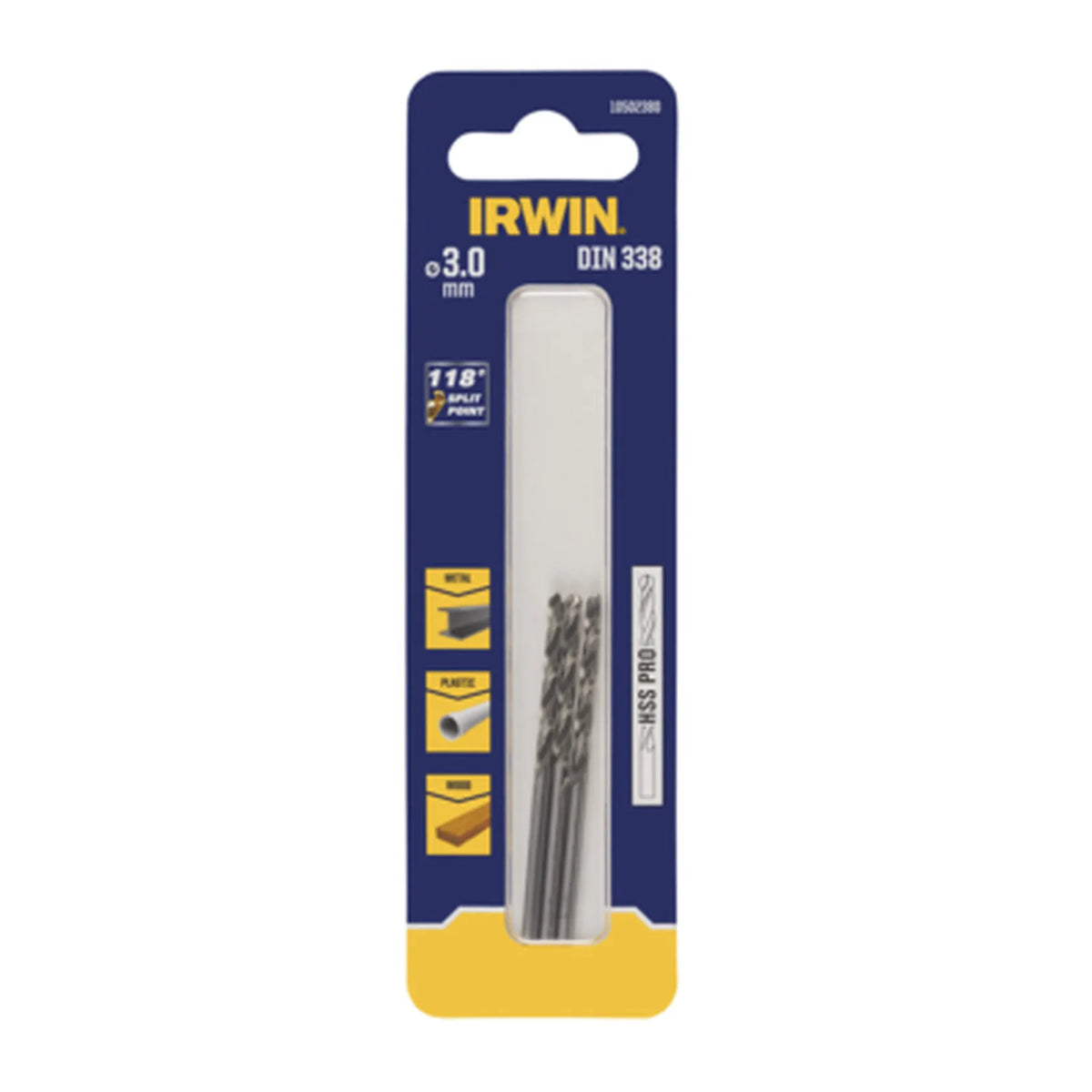 IRWIN Boor metaal hss din-338 3,0mm (3 stuks )