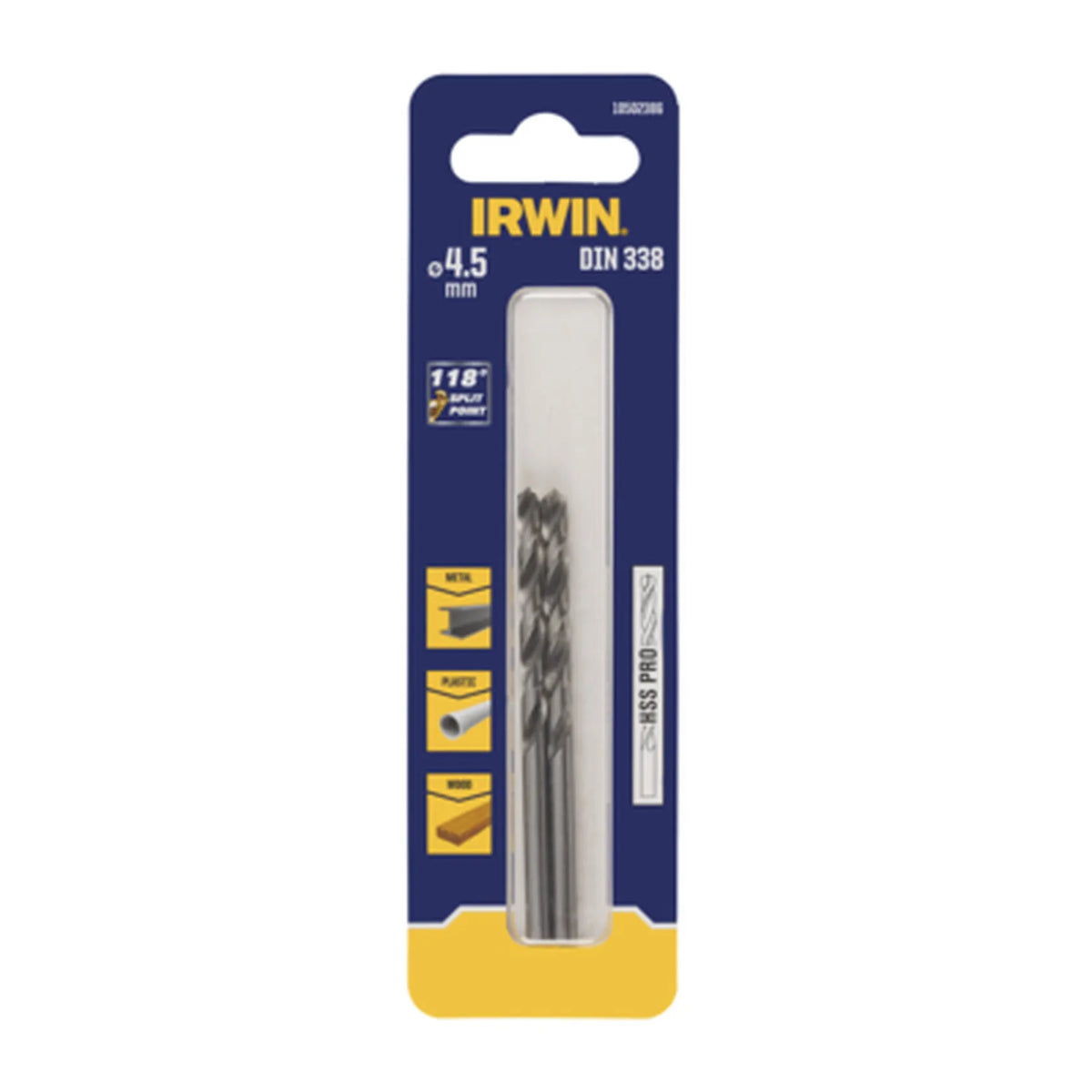 IRWIN Boor metaal hss din-338 4,5mm (2 stuks )
