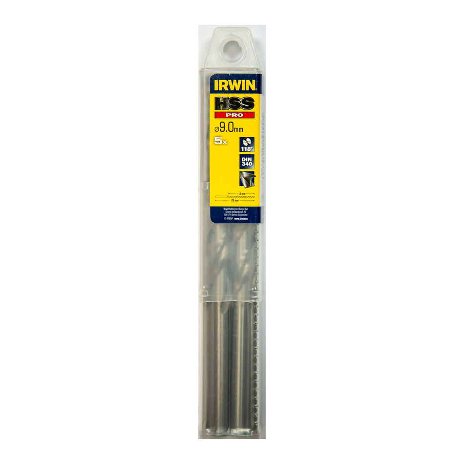 IRWIN Boor metaal lange 9,0 x 170mm (5 stuks )