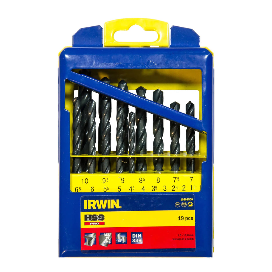 IRWIN Boor metaal hss din-338 set19sz 1,0 - 10,0 mm co 0,5 mm