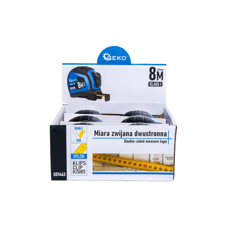 GEKO Dubbelzijdige nylon meetband met autostop 8m/25 mm klasse I