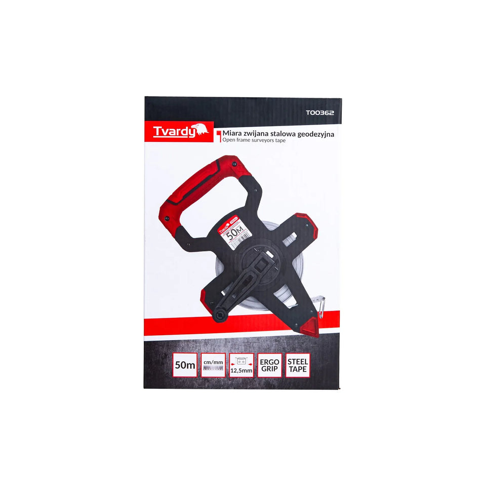 Tvardy Open frame landmeetlint 50m staal