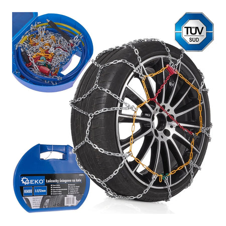 GEKO Sneeuwkettingen met vierkante schakels 3,5/12 mm set voor auto KN80