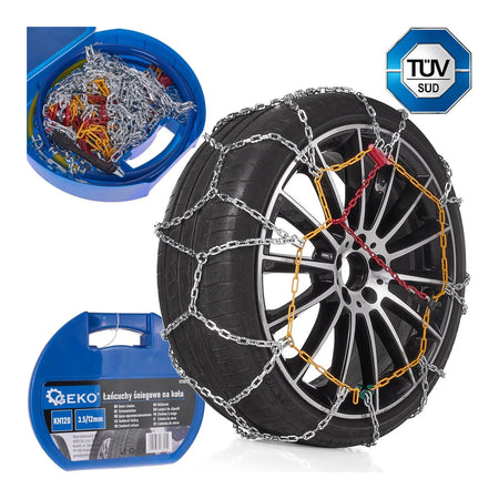 GEKO Sneeuwkettingen met vierkante schakels 3.5/12 mm set voor 1 as KN120